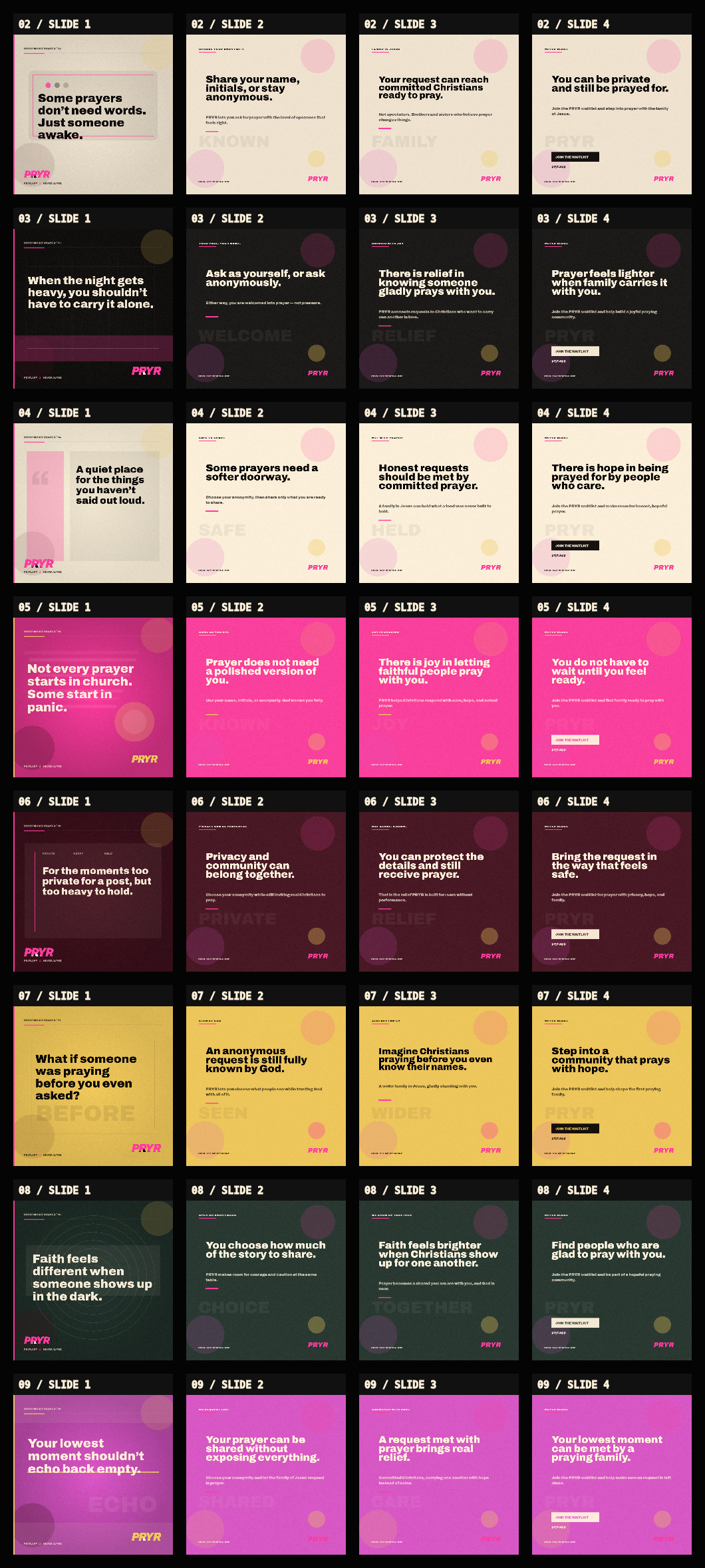 Contact sheet for PRYR Night Prayer carousels